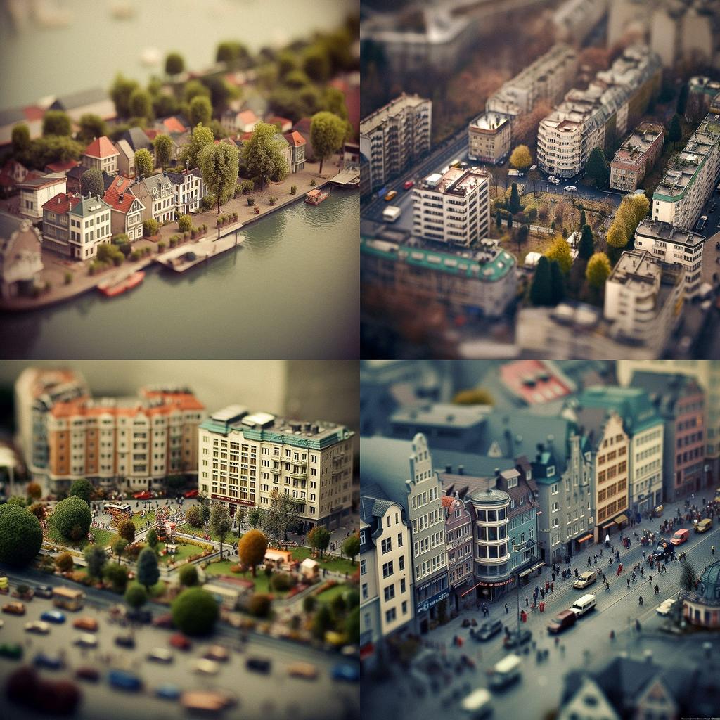 Tilt-Shift style, Midjourney V5, render 1 of 4