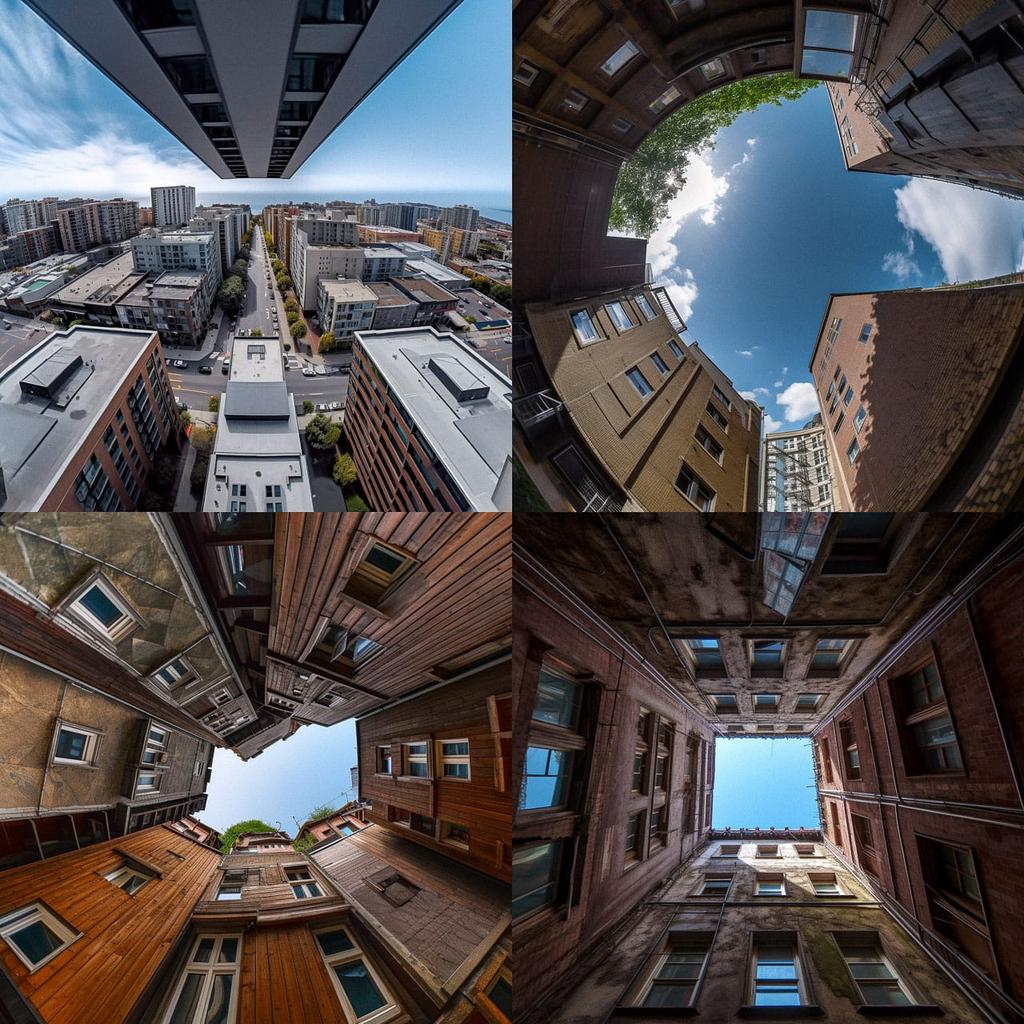 Tilted view style, Midjourney V5, render 1 of 4