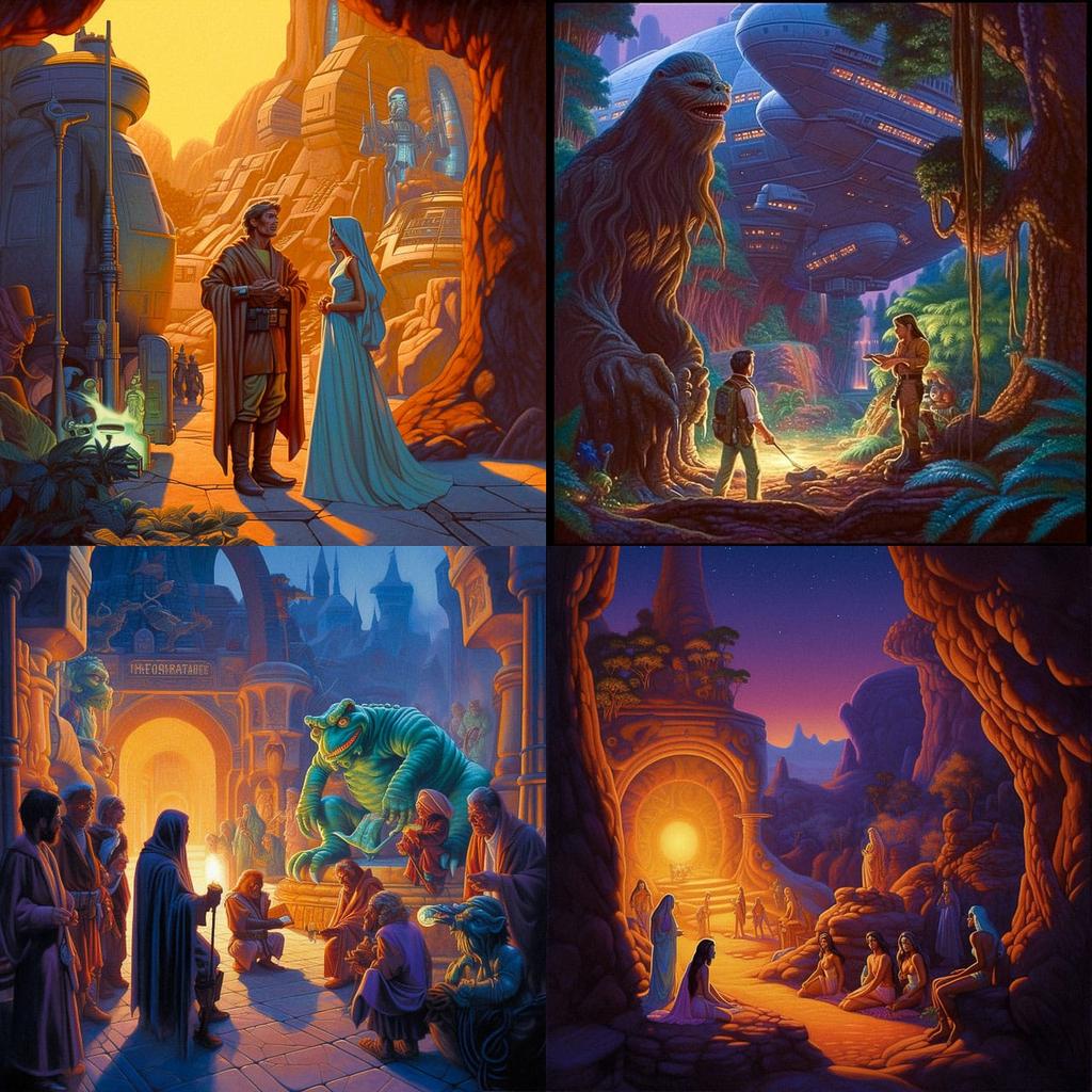 Tim Hildebrandt style, Midjourney V5, render 1 of 4