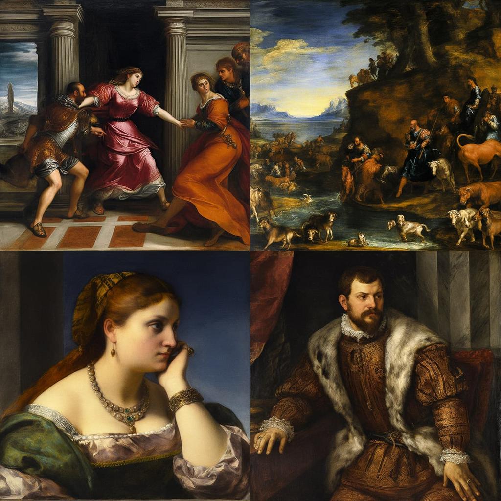 Titian style, Midjourney V5, render 1 of 4
