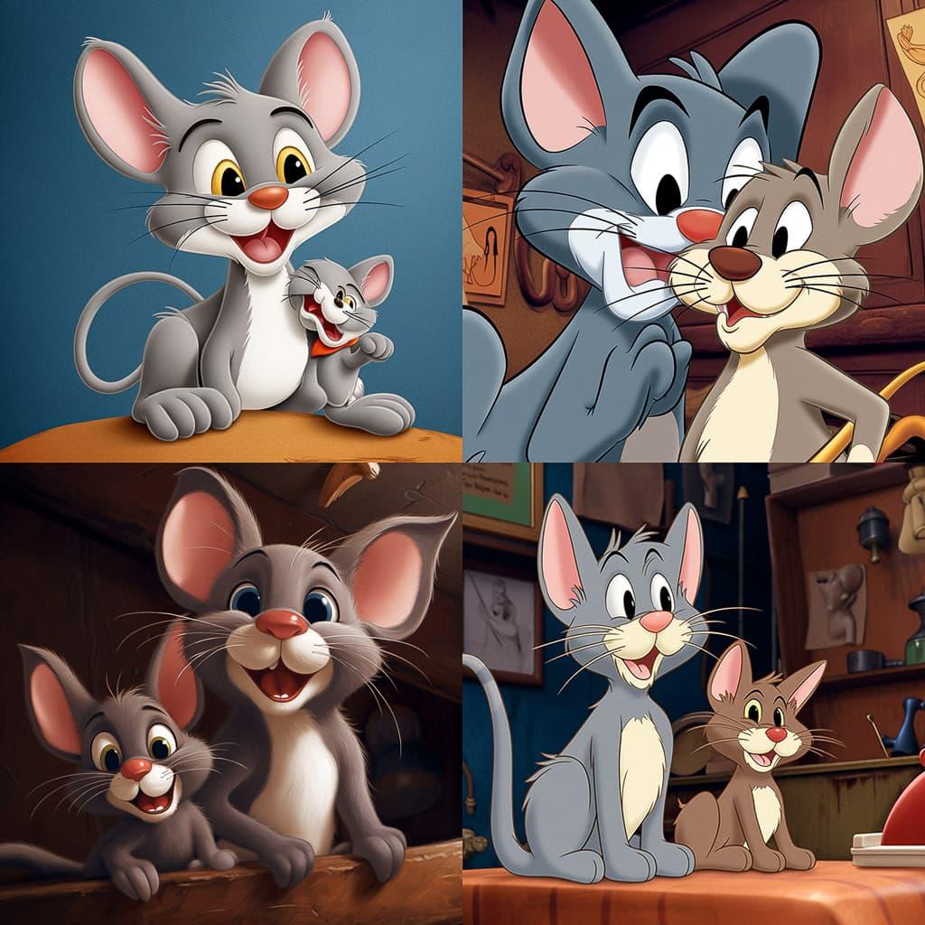 Tom and Jerry style, Midjourney V5, render 1 of 4