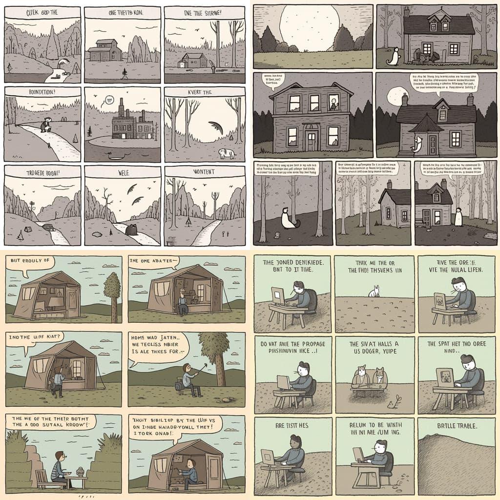 Tom Gauld style, Midjourney V5, render 1 of 4