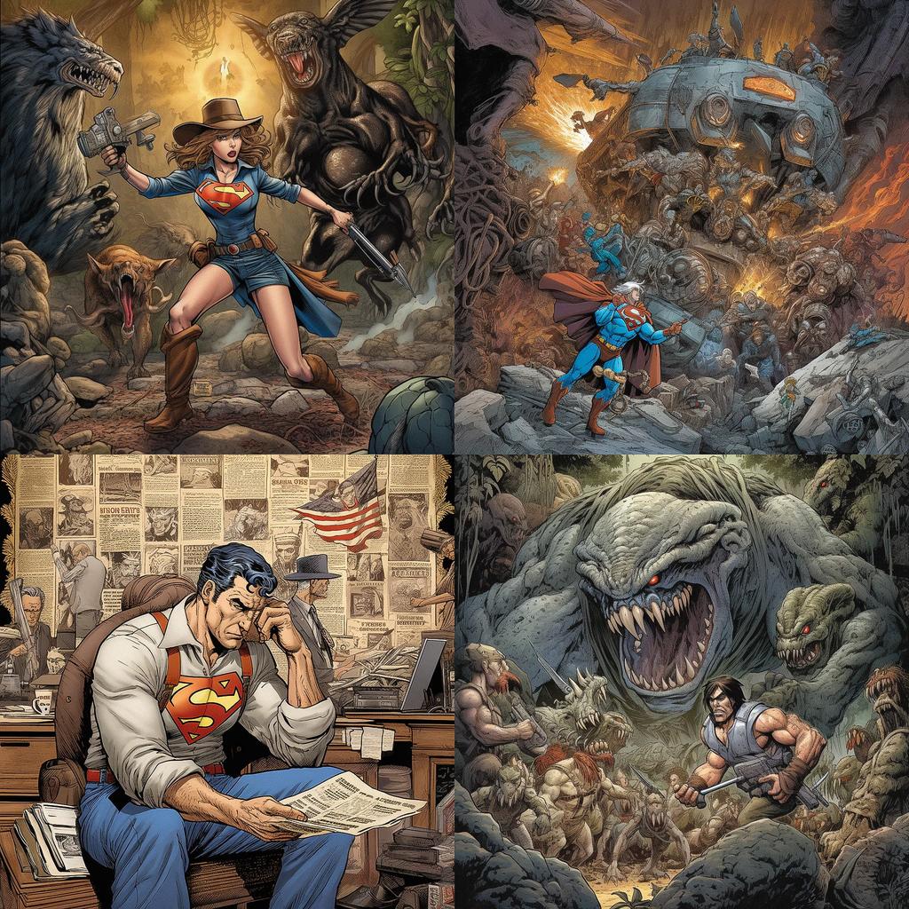 Tom Grummett style, Midjourney V5, render 1 of 4