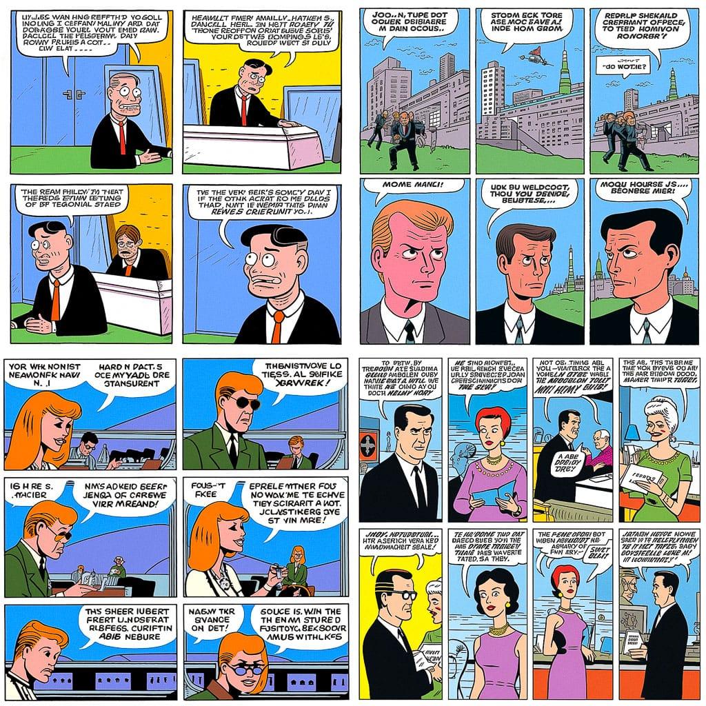 Tom Tomorrow style, Midjourney V5, render 1 of 4