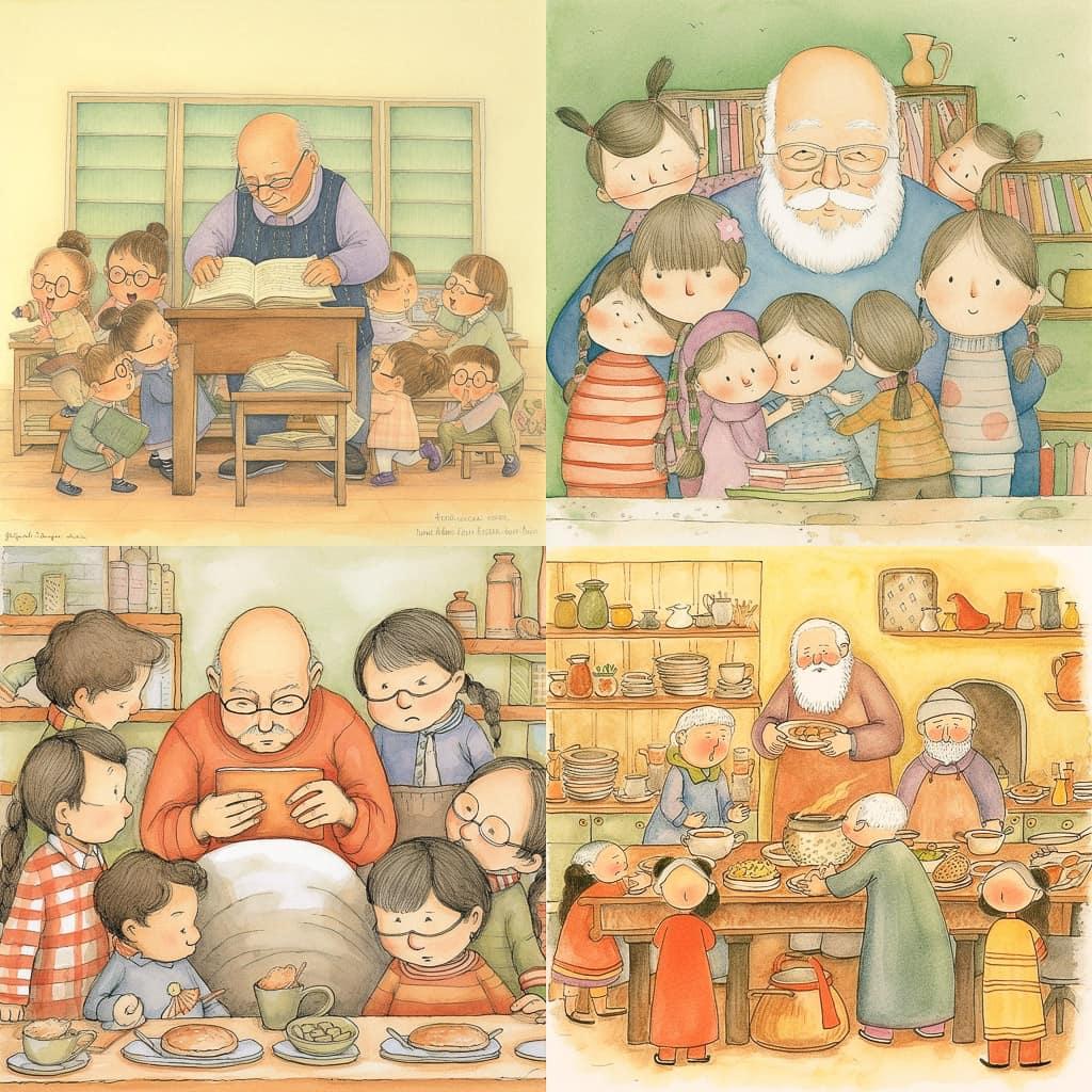Tomie dePaola style, Midjourney V5, render 1 of 4