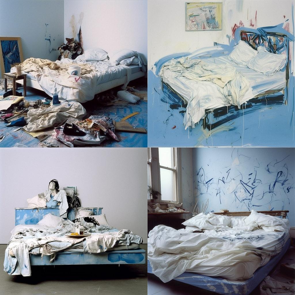 Tracey Emin style, Midjourney V5, render 1 of 4
