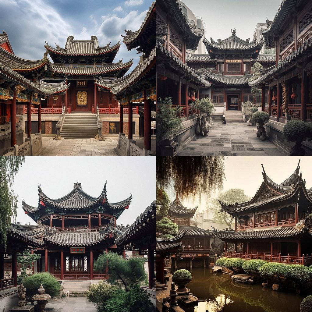 Traditional Chinese architecture style, Midjourney V5, render 1 of 4
