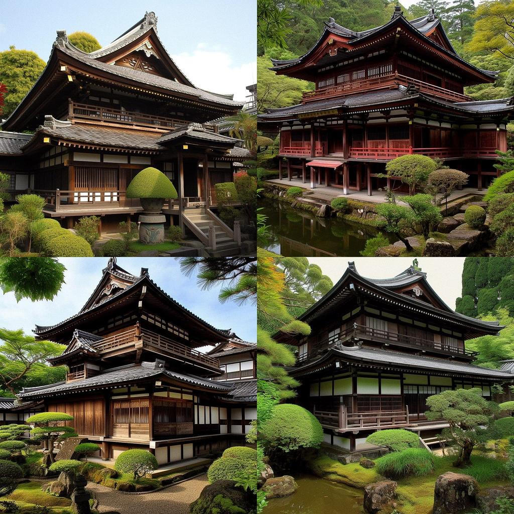 Traditional Japanese architecture style, Midjourney V5, render 1 of 4