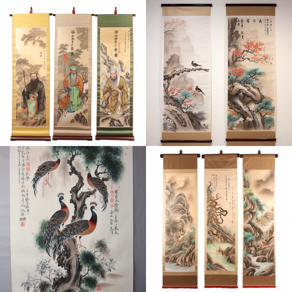 Traditional Scroll Painting style, Midjourney V5, render 1 of 4