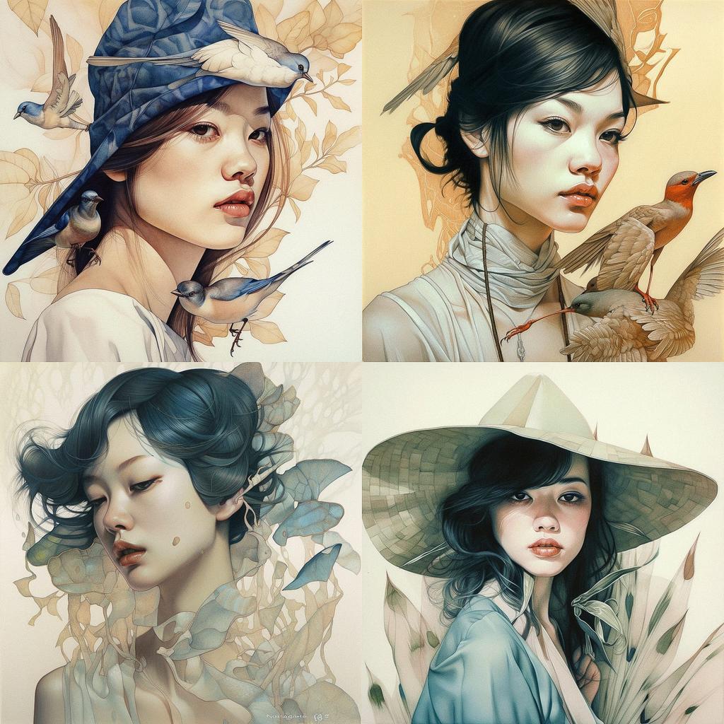 Tran Nguyen style, Midjourney V5, render 1 of 4