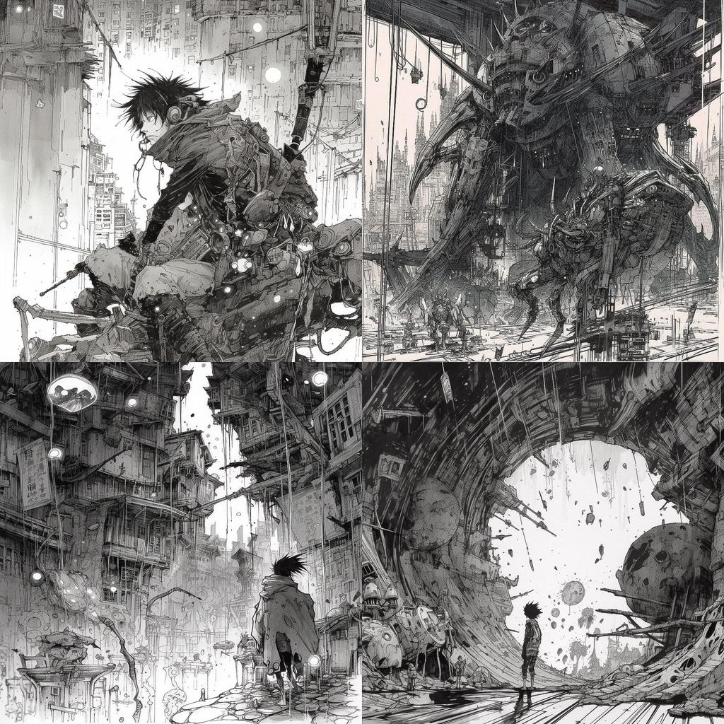 Tsutomu Nihei style, Midjourney V5, render 1 of 4