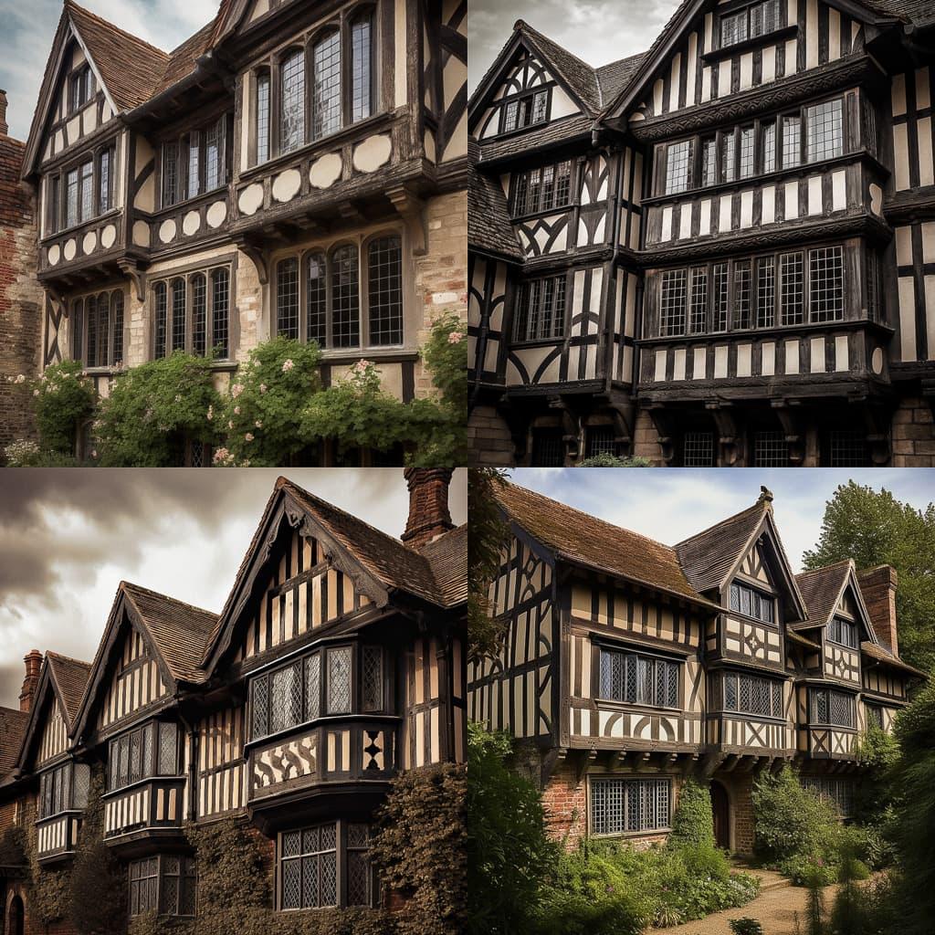 Tudor architecture style, Midjourney V5, render 1 of 4