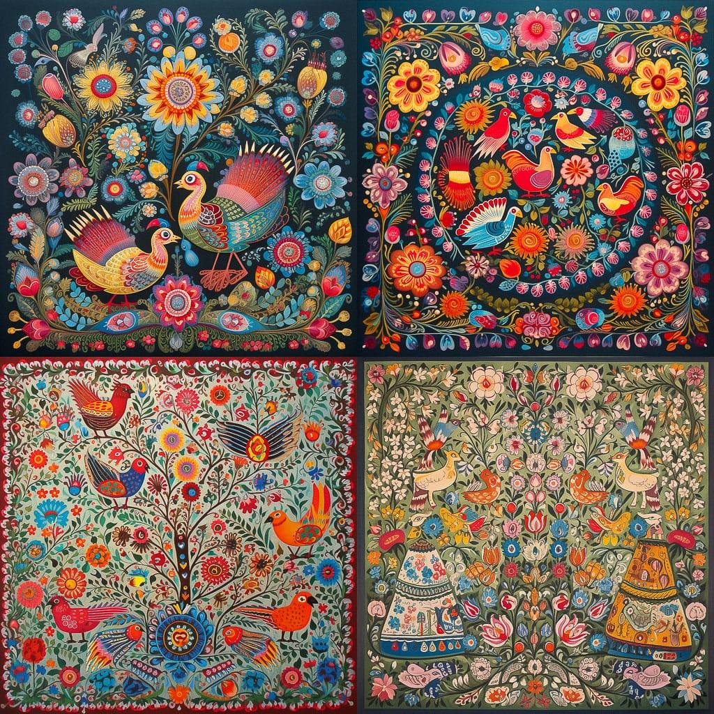 Ukrainian folk art style, Midjourney V5, render 1 of 4