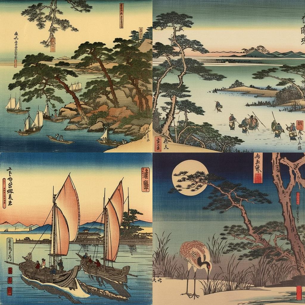 Utagawa Hiroshige style, Midjourney V5, render 1 of 4