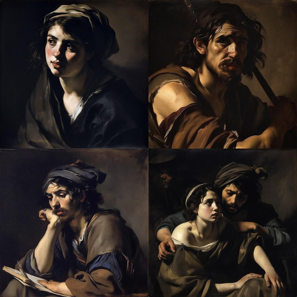 Valentin de Boulogne style, Midjourney V5, render 1 of 4