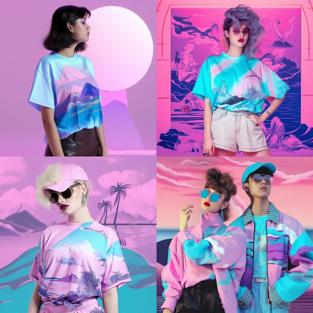 Vaporwave fashion style, Midjourney V5, render 1 of 4