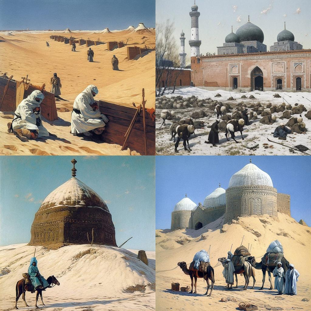 Vasily Vereshchagin style, Midjourney V5, render 1 of 4