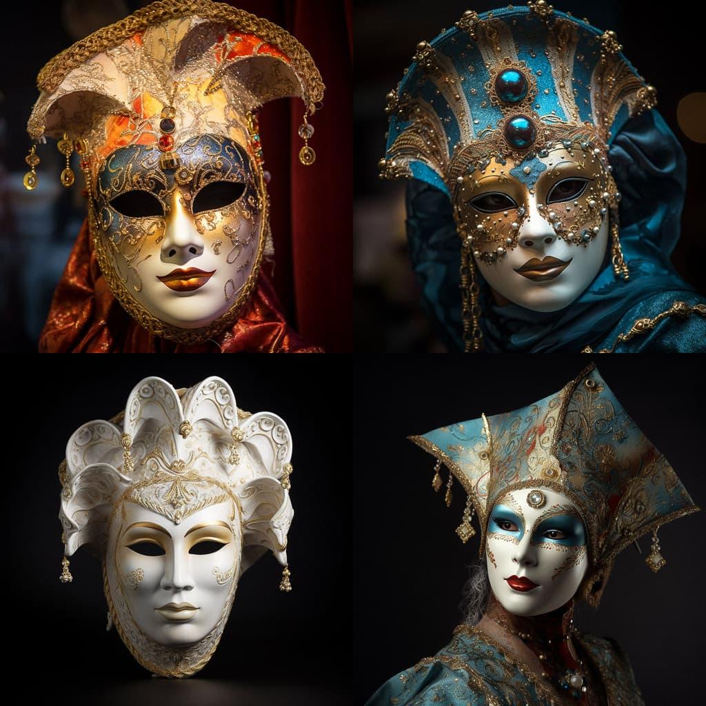 Venetian carnival mask style, Midjourney V5, render 1 of 4