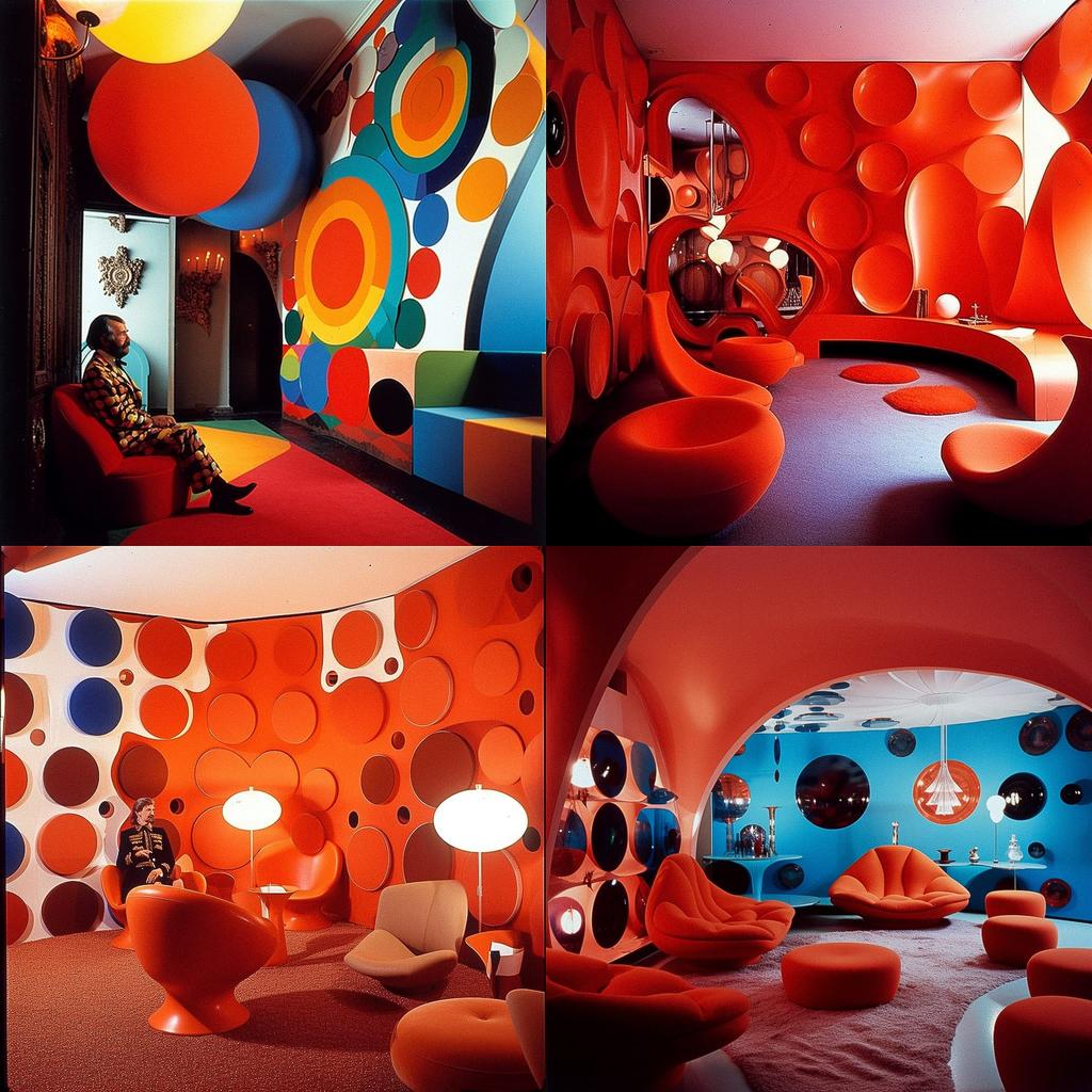 Verner Panton style, Midjourney V5, render 1 of 4