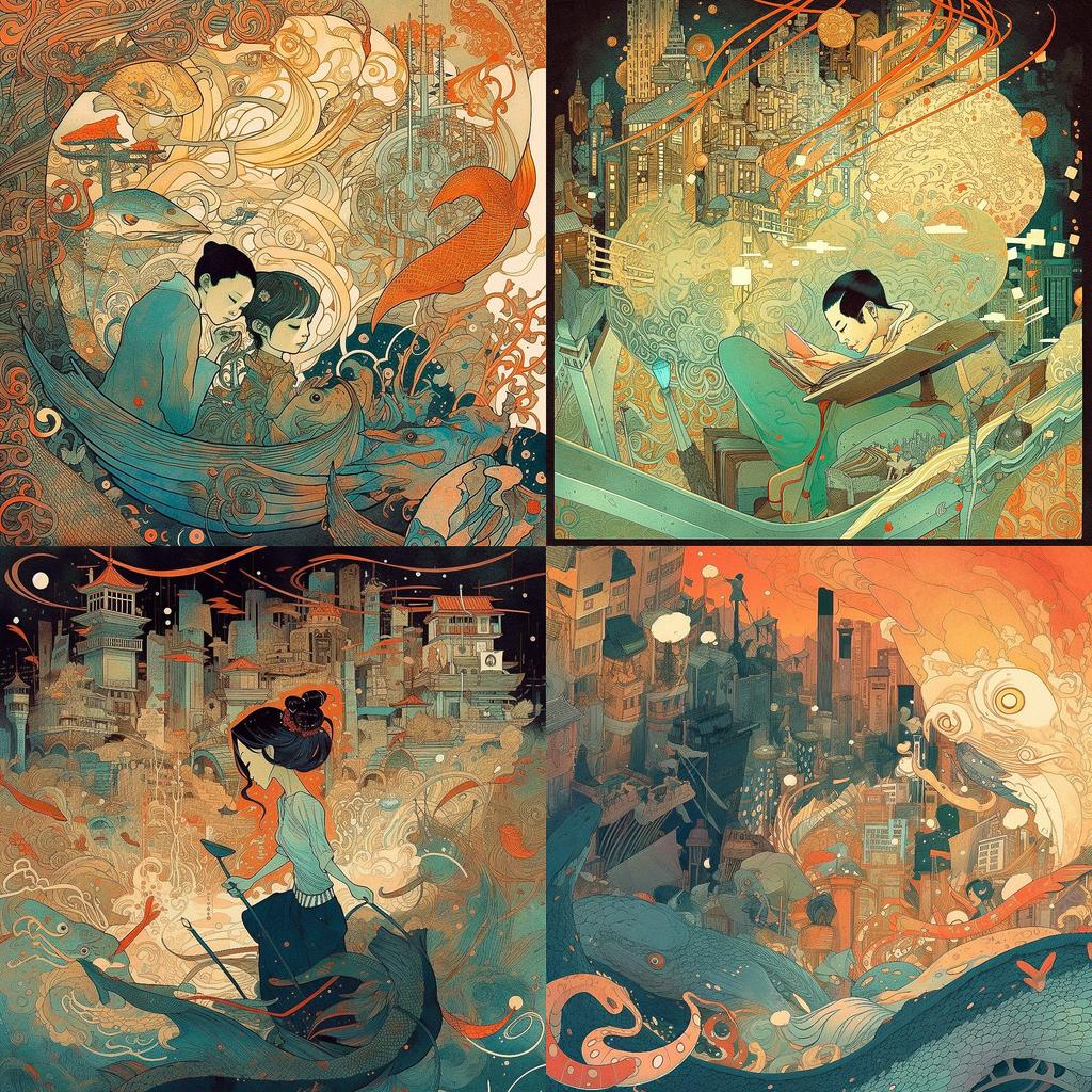 Victo Ngai style, Midjourney V5, render 1 of 4