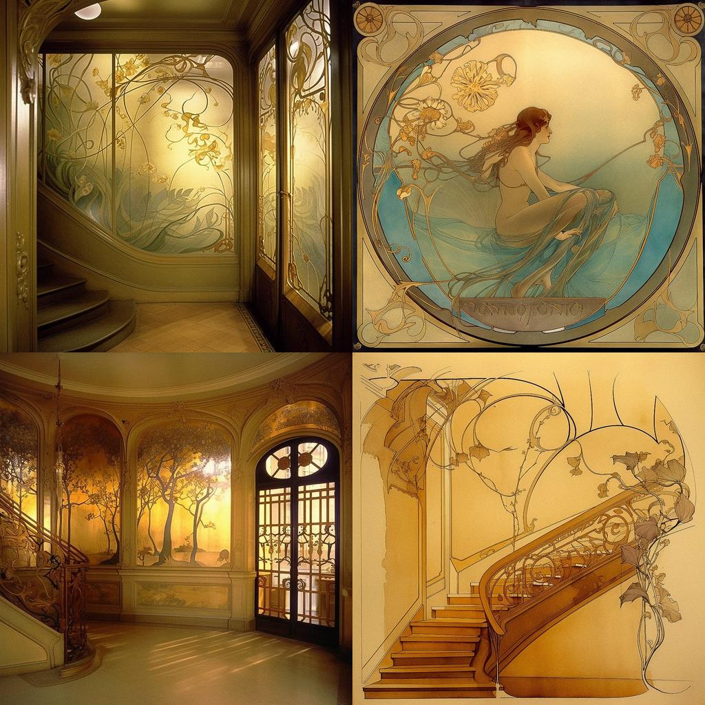 Victor Horta style, Midjourney V5, render 1 of 4