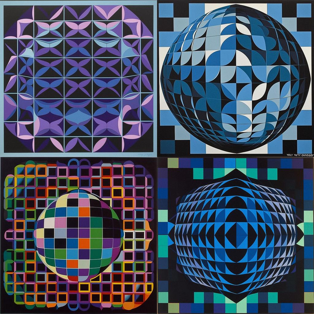Victor Vasarely style, Midjourney V5, render 1 of 4