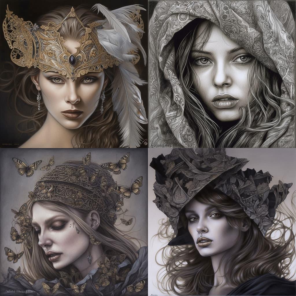Victoria Frances style, Midjourney V5, render 1 of 4