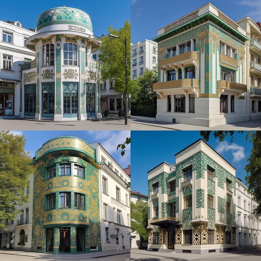 Vienna Secession style, Midjourney V5, render 1 of 4