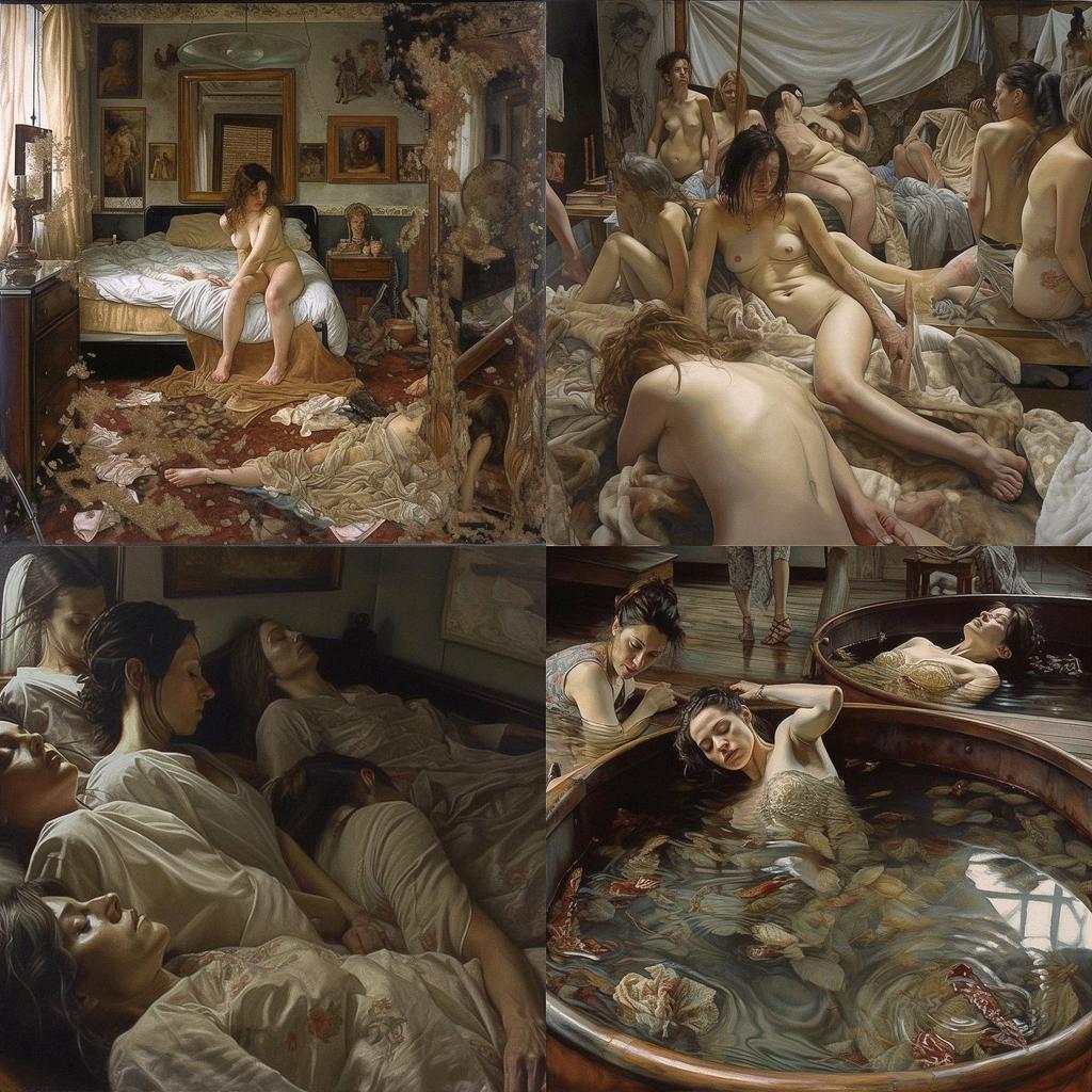 Vincent Desiderio style, Midjourney V5, render 1 of 4