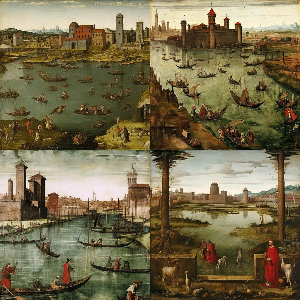 Vittore Carpaccio style, Midjourney V5, render 1 of 4