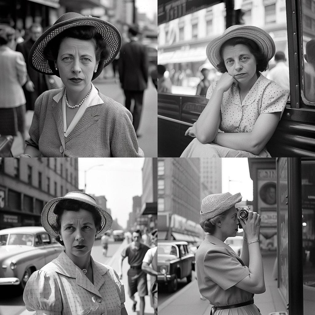 Vivian Maier style, Midjourney V5, render 1 of 4