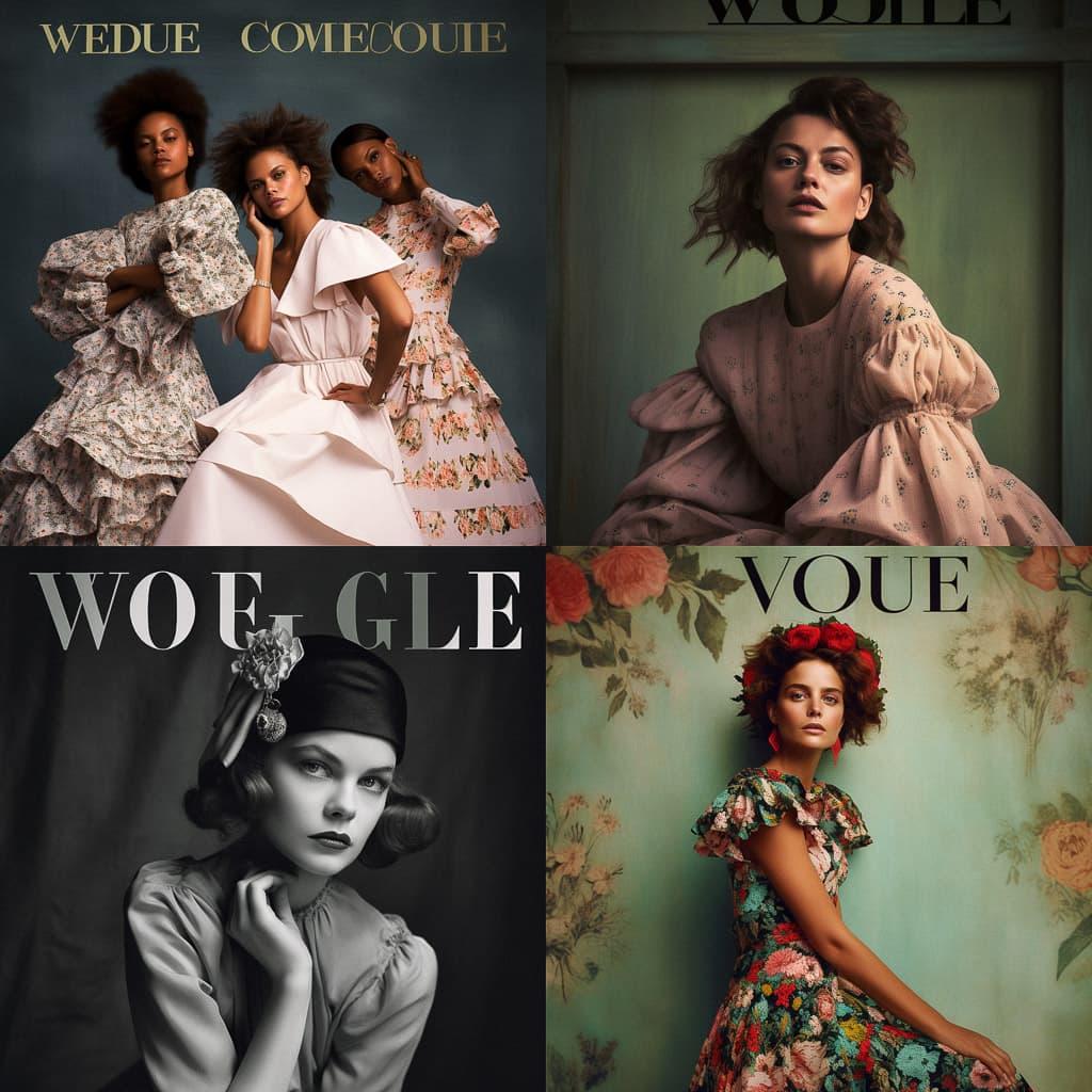Vogue magazine style, Midjourney V5, render 1 of 4