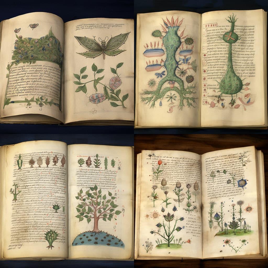 Voynich manuscript style, Midjourney V5, render 1 of 4