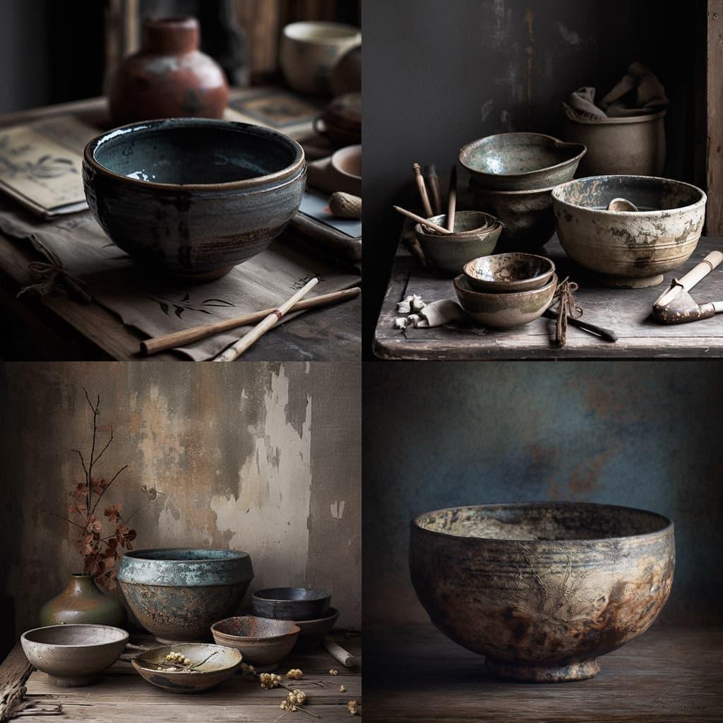 Wabi-sabi style, Midjourney V5, render 1 of 4