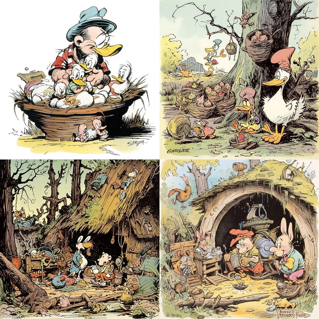 Walt Kelly style, Midjourney V5, render 1 of 4