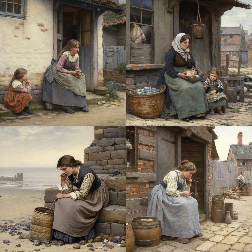 Walter Langley style, Midjourney V5, render 1 of 4