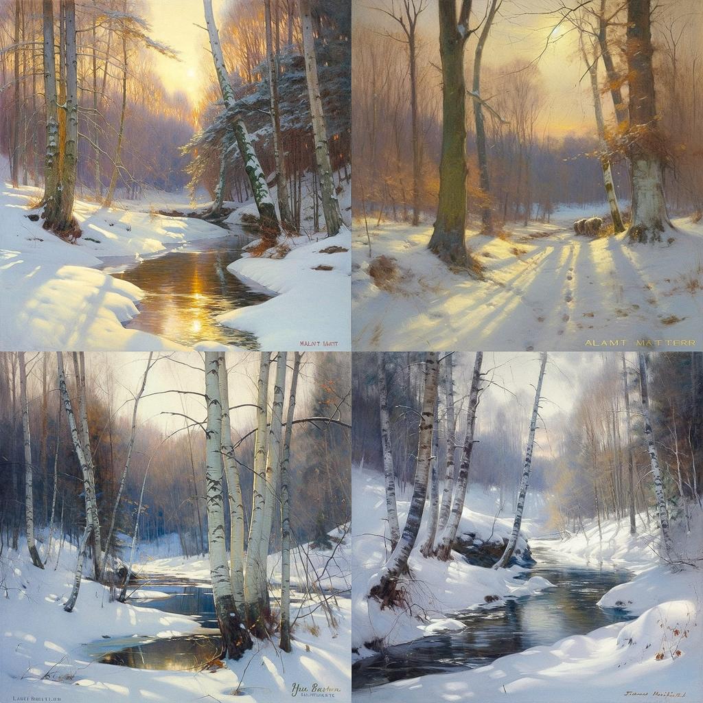 Walter Launt Palmer style, Midjourney V5, render 1 of 4