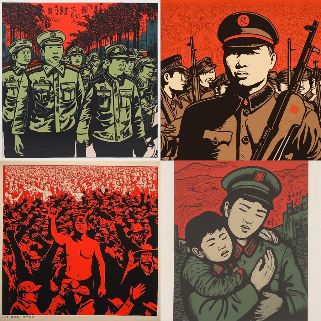 Wang Guangyi style, Midjourney V5, render 1 of 4
