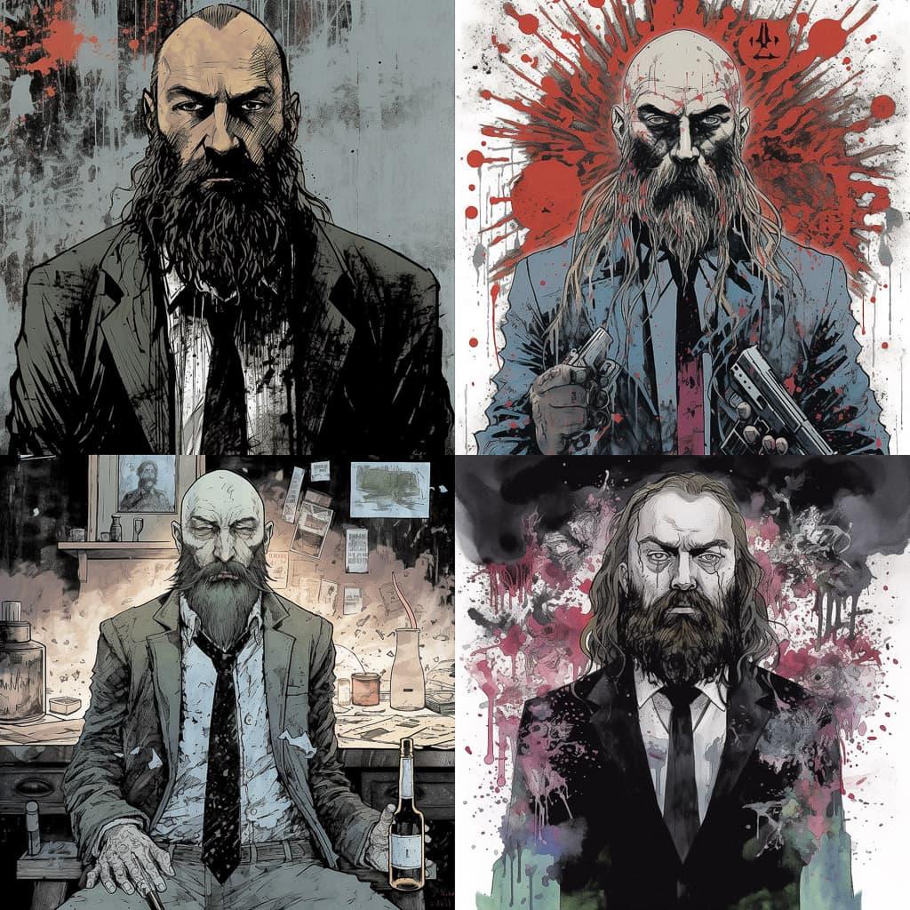 Warren Ellis style, Midjourney V5, render 1 of 4