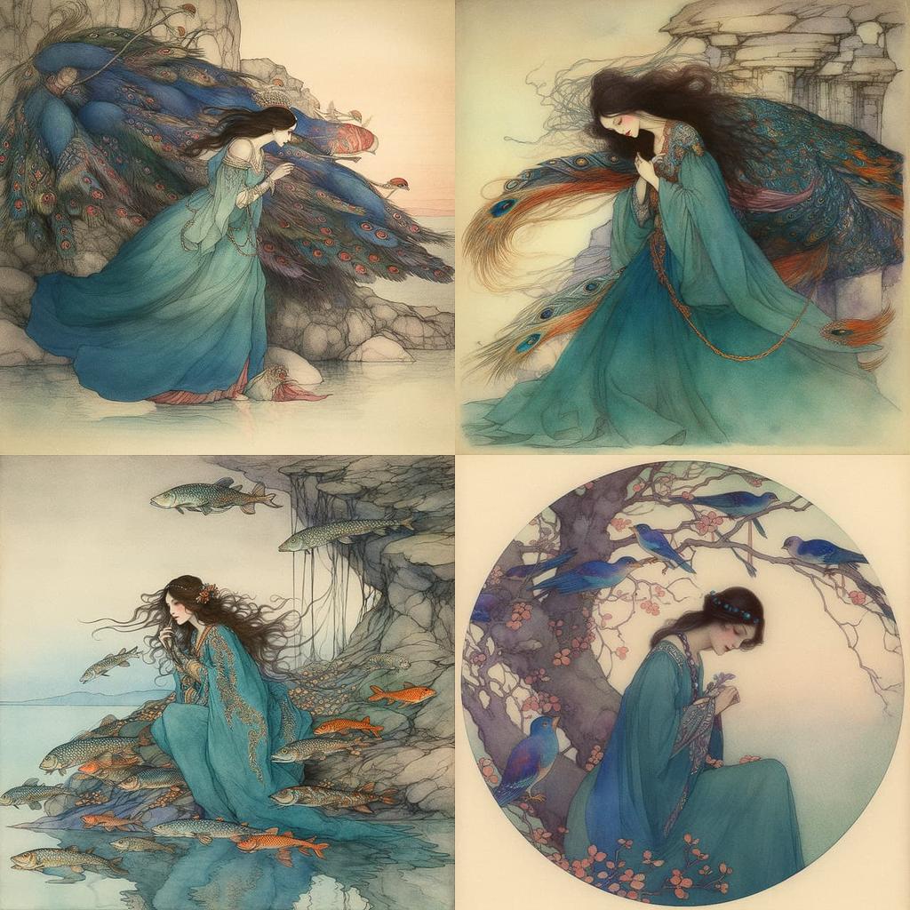 Warwick Goble style, Midjourney V5, render 1 of 4
