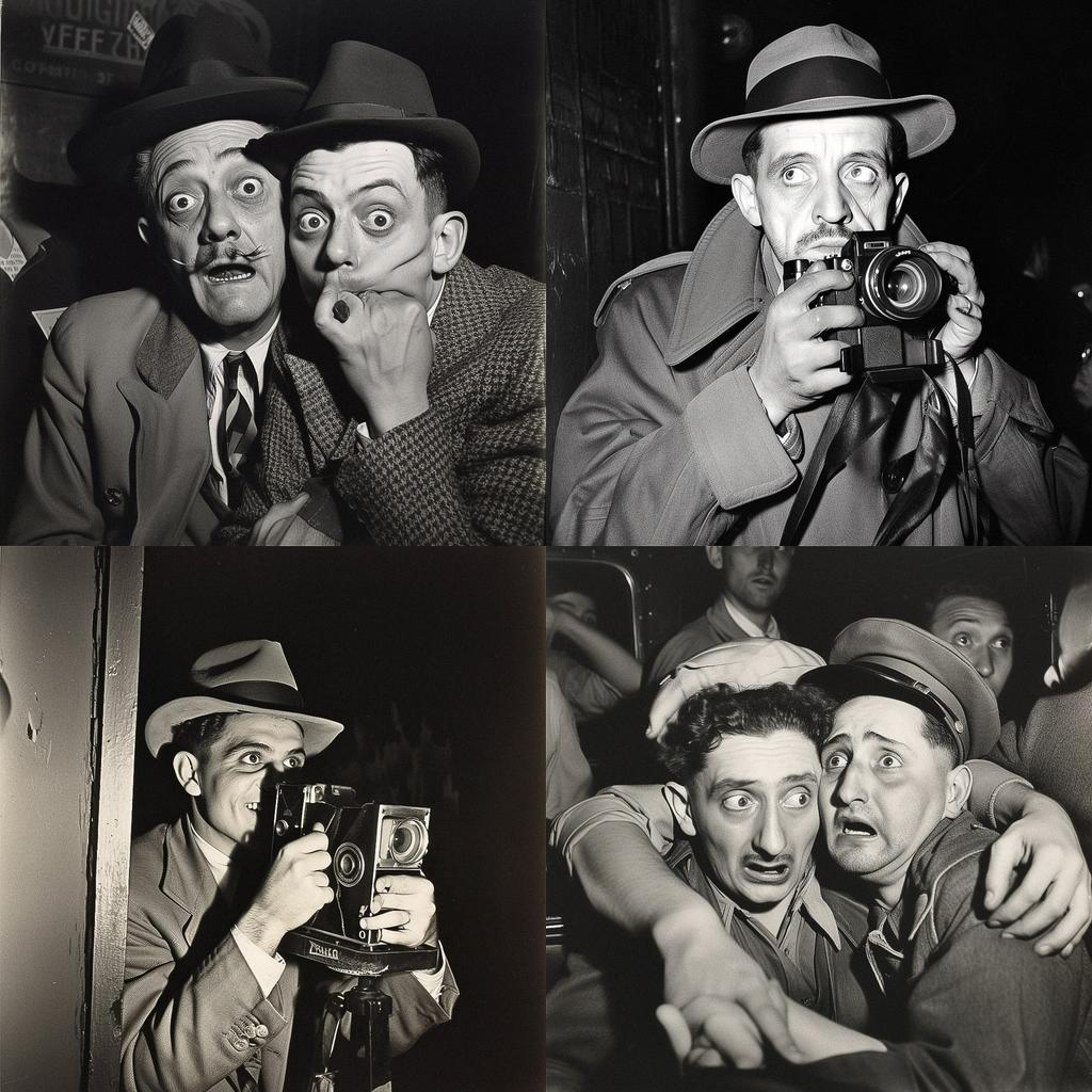 Weegee style, Midjourney V5, render 1 of 4
