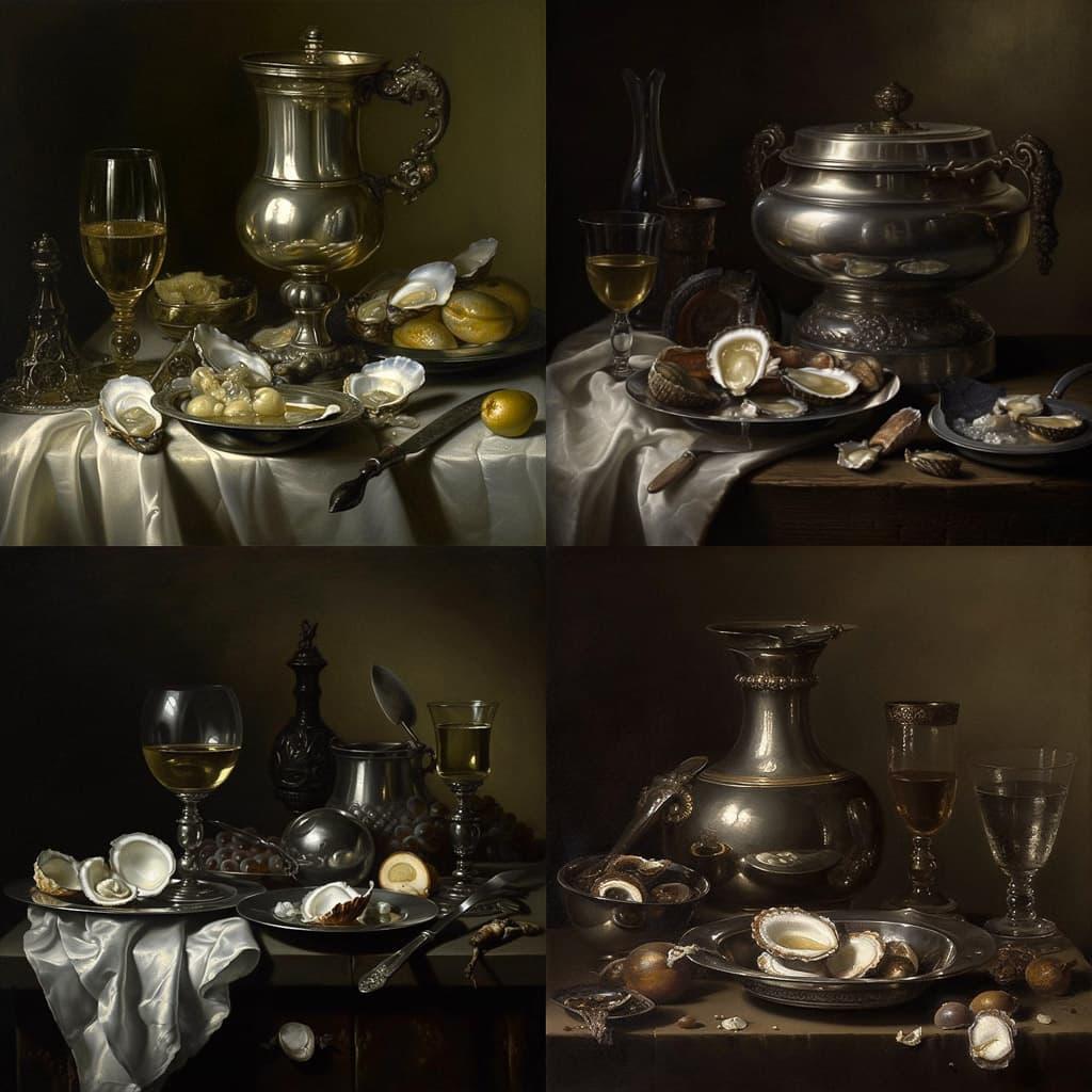 Willem Claesz. Heda style, Midjourney V5, render 1 of 4