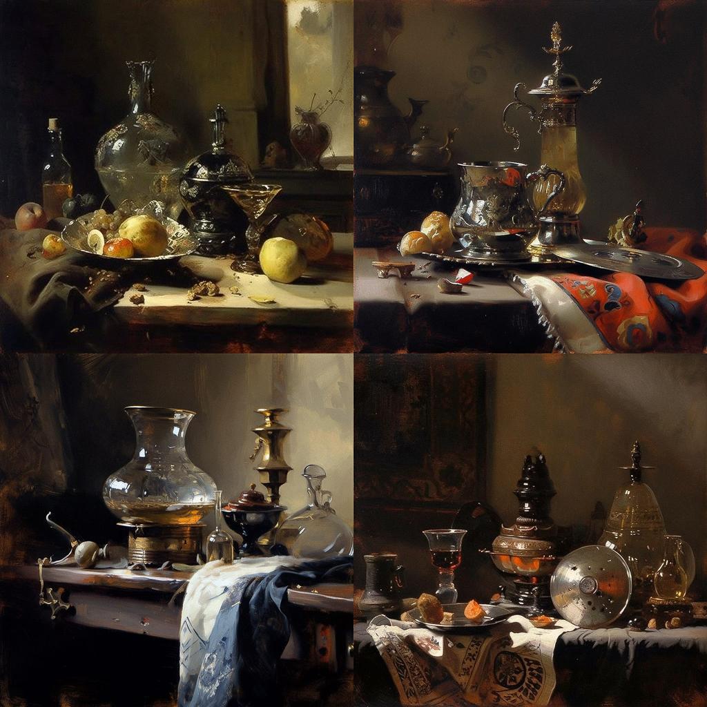 Willem Kalf style, Midjourney V5, render 1 of 4