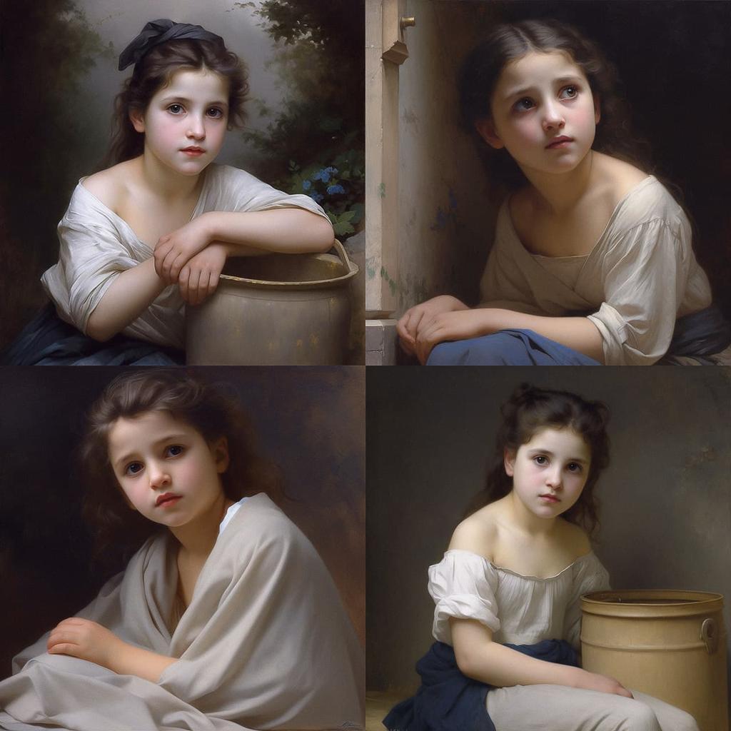 William-Aldophe Bouguereau style, Midjourney V5, render 1 of 4