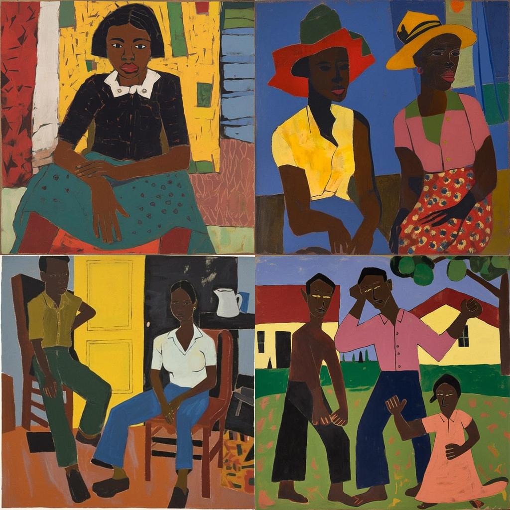 William H. Johnson style, Midjourney V5, render 1 of 4