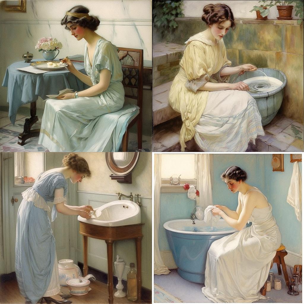William Henry Margetson style, Midjourney V5, render 1 of 4