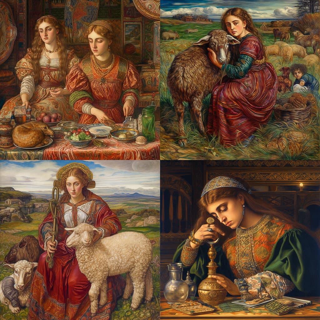 William Holman Hunt style, Midjourney V5, render 1 of 4