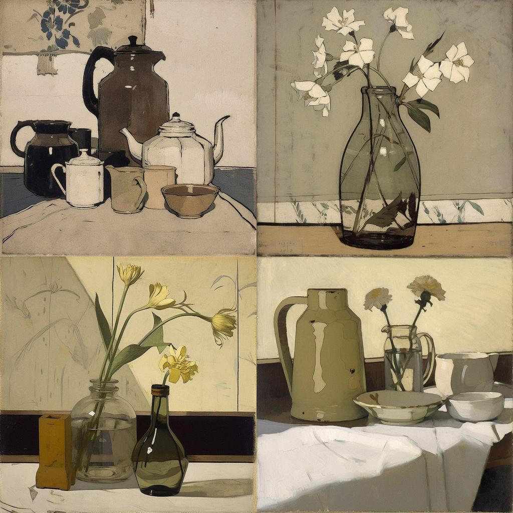 William Nicholson style, Midjourney V5, render 1 of 4