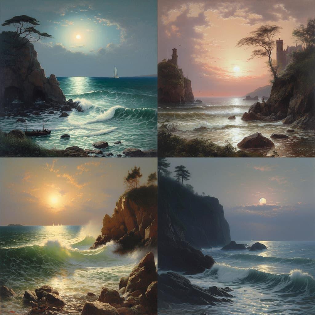 William Stanley Haseltine style, Midjourney V5, render 1 of 4