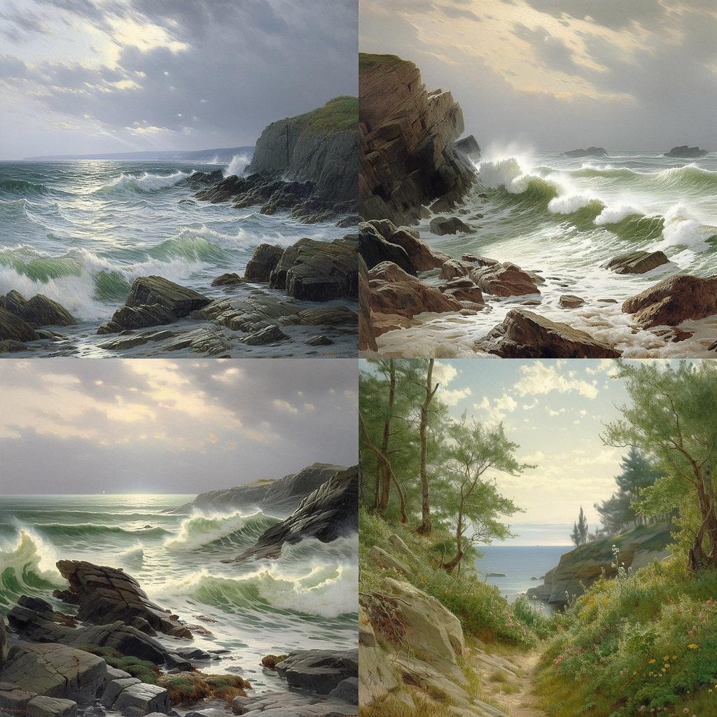 William Trost Richards style, Midjourney V5, render 1 of 4